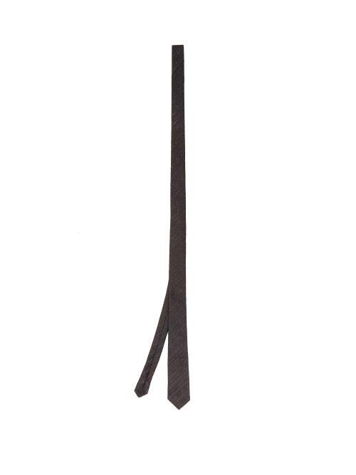 Matchesfashion.com Saint Laurent - Chevron-striped Silk-blend Tie - Mens - Black