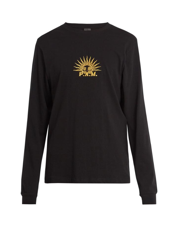 P.a.m. Solaris Embroidered Long-sleeve Cotton T-shirt