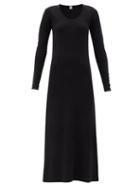 Matchesfashion.com Totme - Molveno Round-neck Silk-blend Midi Dress - Womens - Black