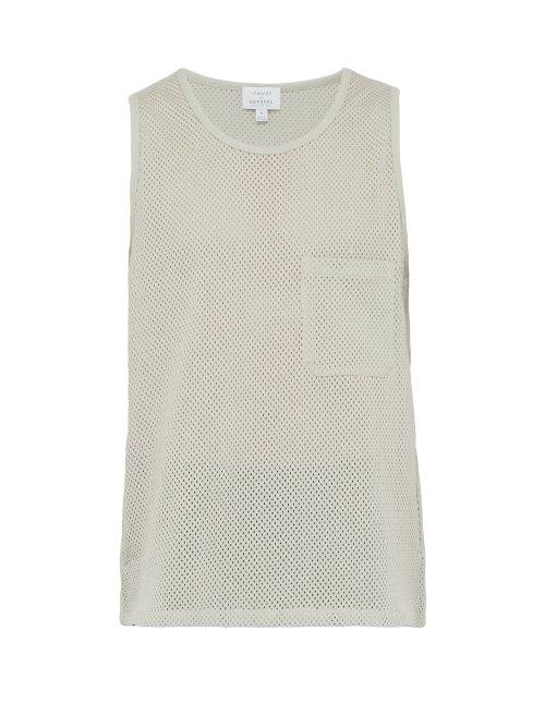 Matchesfashion.com Sunspel X Lemaire - Oversized Perforated Cotton Tank Top - Mens - Light Grey