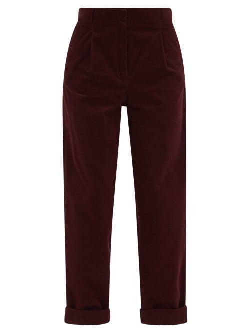 A.p.c. - Louise High-rise Corduroy Wide-leg Trousers - Womens - Burgundy