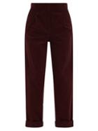 A.p.c. - Louise High-rise Corduroy Wide-leg Trousers - Womens - Burgundy