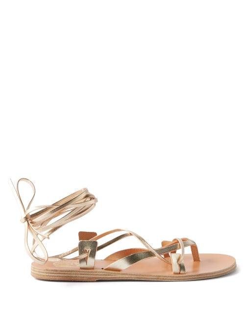 Ancient Greek Sandals - Artemis De Gambies Wraparound Leather Sandals - Womens - Metal