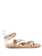 Ancient Greek Sandals - Artemis De Gambies Wraparound Leather Sandals - Womens - Metal