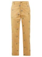Golden Goose Deluxe Brand Floral-embroidered Straight-leg Twill Trousers