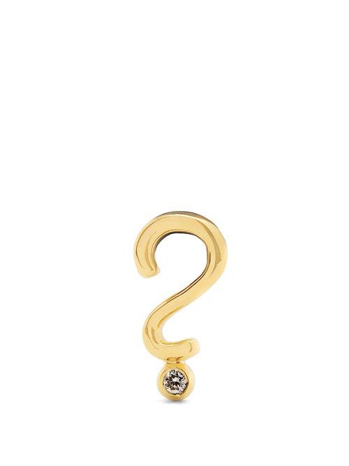 Matchesfashion.com Alison Lou - Diamond & Yellow Gold Question Mark Single Earring - Womens - Yellow Gold