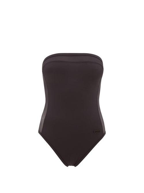 Matchesfashion.com Solid & Striped - The Madeline Mesh-panel Bandeau Swimsuit - Womens - Black