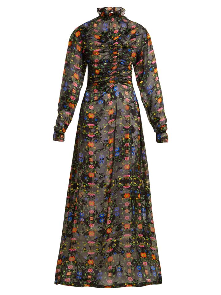 Preen By Thornton Bregazzi Ameline High-neck Silk-blend Devor Dress