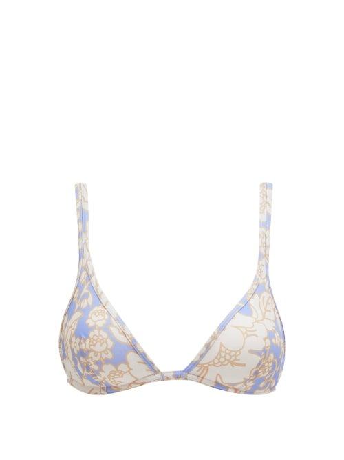 Matchesfashion.com Ephemera - Underwired Triangular Floral-print Bikini Top - Womens - Blue Print