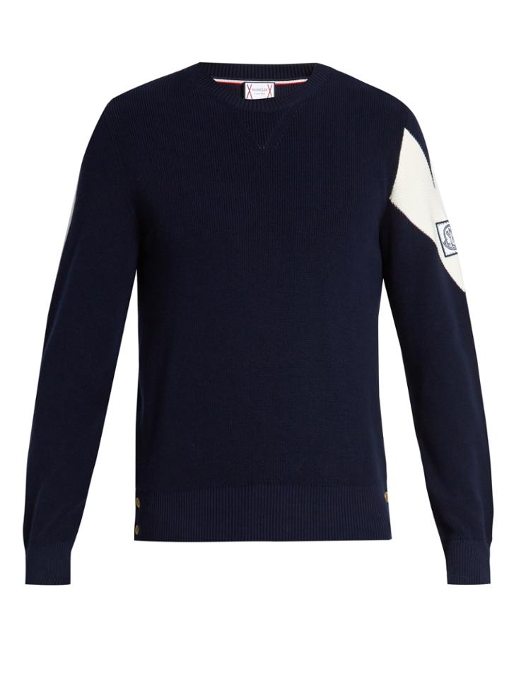 Moncler Gamme Bleu Stripe-detail Cotton Sweater