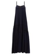 Matchesfashion.com Jil Sander - Satin-strap Gathered Maxi Dress - Womens - Navy