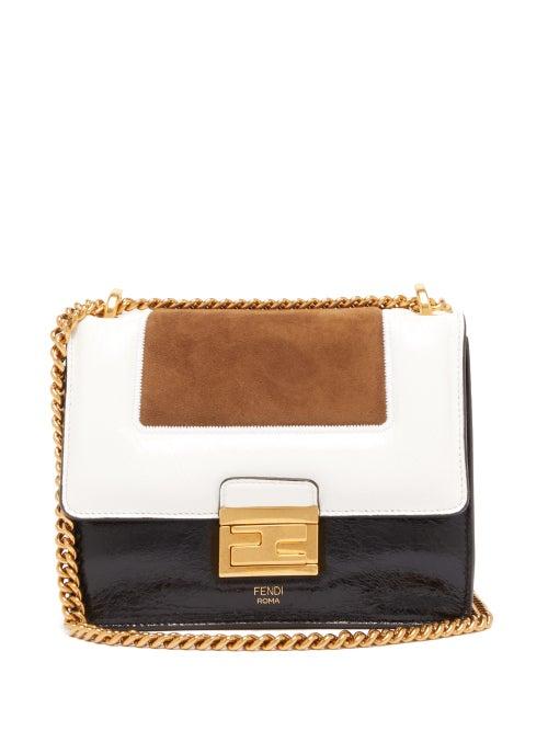 Matchesfashion.com Fendi - Kan U Small Leather And Suede Cross Body Bag - Womens - Black Tan