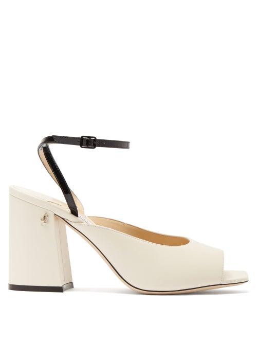 Matchesfashion.com Jimmy Choo - Jassidy Peep-toe Leather Sandals - Womens - White Black