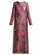 Matchesfashion.com La Doublej - Trapezio Dragon Flower Brocade Maxi Dress - Womens - Pink Print