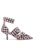 Matchesfashion.com Midnight 00 - Crystal Embellished Checked Pumps - Womens - Burgundy White