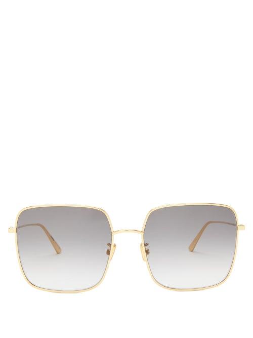 Matchesfashion.com Dior - Diorstellaire Square Metal Sunglasses - Womens - Grey Gold