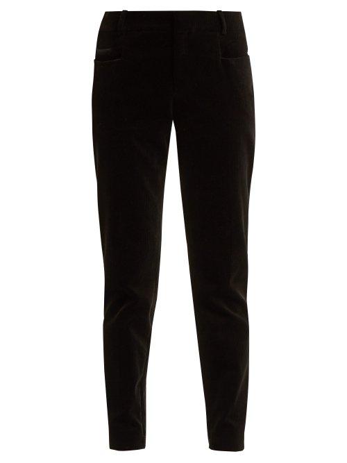 Matchesfashion.com Saint Laurent - Zip Hem Corduroy Trousers - Womens - Black