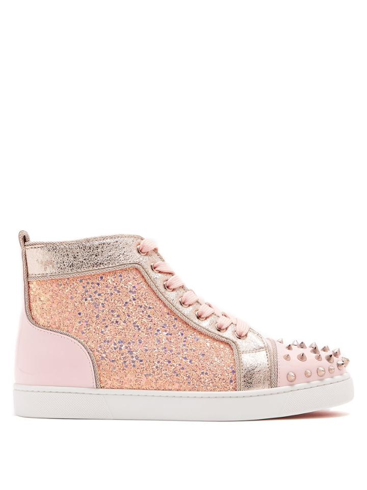 Christian Louboutin Lou Degra Embellished Leather High-top Trainers