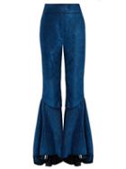 Matchesfashion.com Ellery - Hysteria Ruffled Cuff Cropped Corduroy Trousers - Womens - Blue