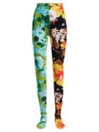 Richard Quinn Contrasting Floral-print High-rise Velvet Leggings