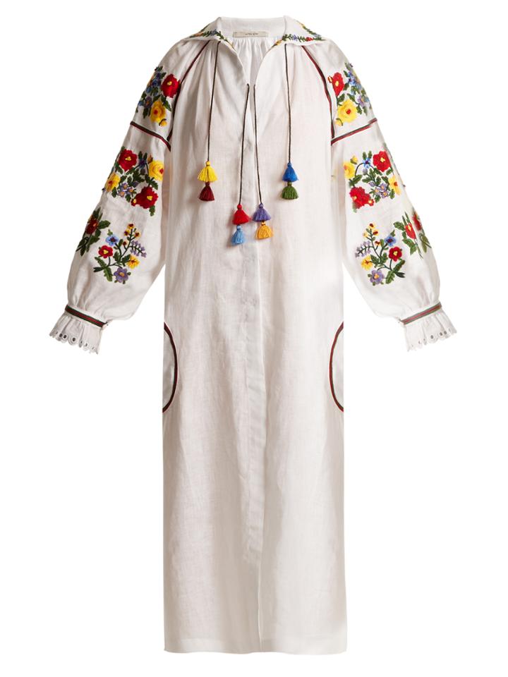 Vita Kin Boucl Embroidered Mid-weight Linen Dress