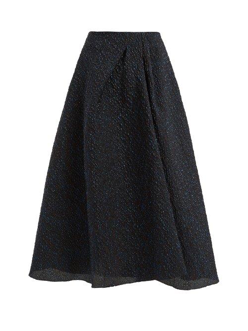 Matchesfashion.com Roland Mouret - Mulligan Lurex Jacquard Skirt - Womens - Navy Multi