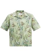 Matchesfashion.com Dunhill - Fish Print Silk Shirt - Mens - Green