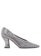 Matchesfashion.com Bottega Veneta - Crystal-embellished Suede Pumps - Womens - Silver