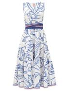 Matchesfashion.com Le Sirenuse, Positano - Evelin Paisley-print Cotton-poplin Midi Dress - Womens - Blue Print