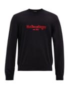 Matchesfashion.com Balenciaga - Embroidered Logo Wool Sweater - Mens - Navy Multi