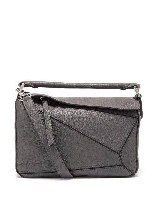 Ladies Bags Loewe - Puzzle Small Grained-leather Cross-body Bag - Womens - Dark Grey