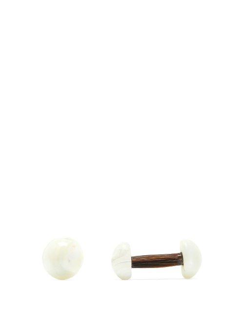 Matchesfashion.com Samuel Gassmann - Horsehair And Antiqued Mother Of Pearl Cufflinks - Mens - Brown
