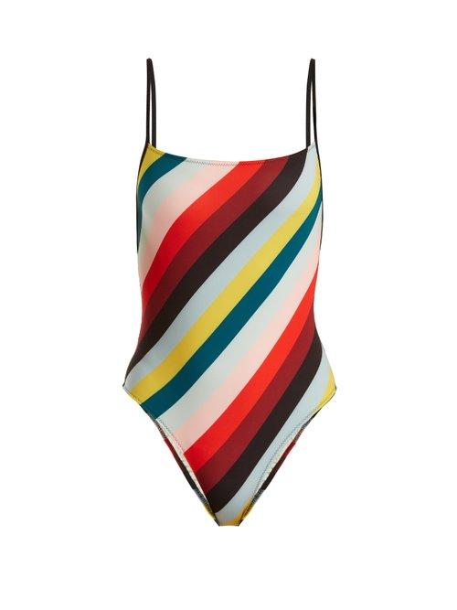 Matchesfashion.com Solid & Striped - The Chelsea Striped Swimsuit - Womens - Red Multi