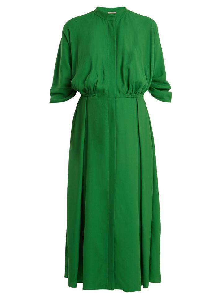 Emilia Wickstead Moya Band-collar Pleated Twill Dress