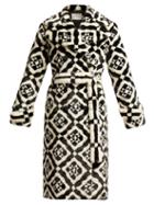 Matchesfashion.com Mary Katrantzou - Stokes Double Breasted Geometric Faux Fur Coat - Womens - Black White
