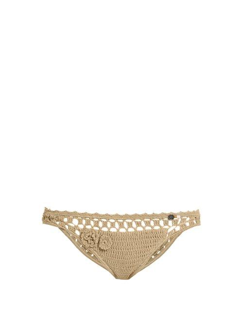 Matchesfashion.com She Made Me - Jannah Cheeky Crochet Bikini Briefs - Womens - Tan