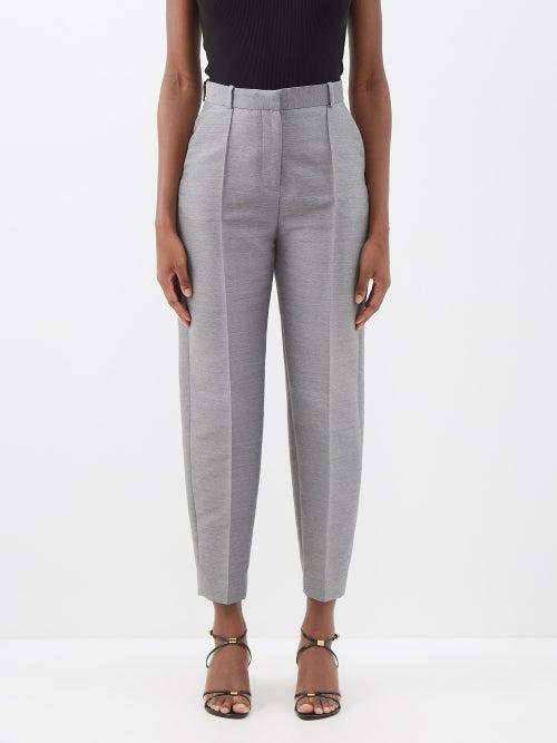 Toteme - Sewn Pleat Tailored Trousers - Womens - Light Grey