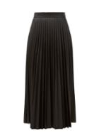 Matchesfashion.com Mm6 Maison Margiela - High-rise Knife-pleated Faux-leather Midi Skirt - Womens - Black