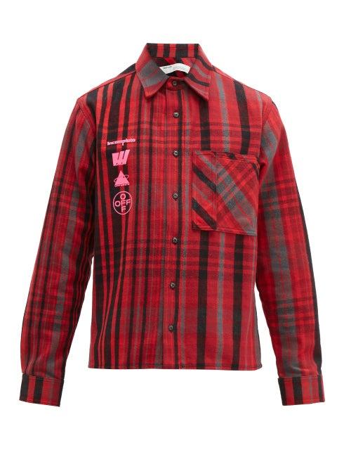 Matchesfashion.com Off-white - Mariana Checked Cotton Blend Flannel Shirt - Mens - Red Multi