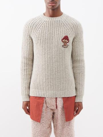 Alanui - Northern Islands Embroidered Wool-blend Sweater - Mens - Cream