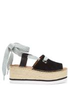 Matchesfashion.com See By Chlo - Lace Up Suede Flatform Espadrilles - Womens - Black