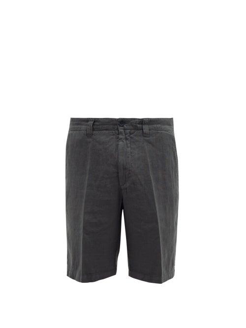 Matchesfashion.com 120% Lino - Linen Straight Leg Shorts - Mens - Charcoal