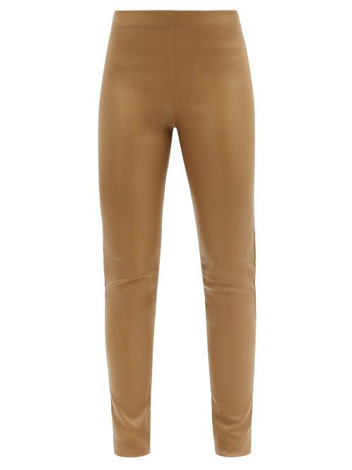 Matchesfashion.com Joseph - Mid-rise Leather Leggings - Womens - Beige