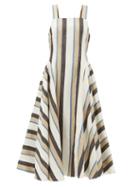 Co - Striped Linen-blend Midi Dress - Womens - Multi