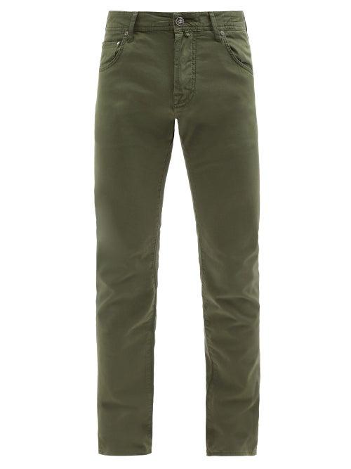 Jacob Cohn - Nick Garment-dyed Cotton-blend Chinos - Mens - Green