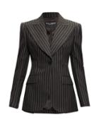 Matchesfashion.com Dolce & Gabbana - Pinstripe Peak-lapel Wool-blend Blazer - Womens - Grey Multi
