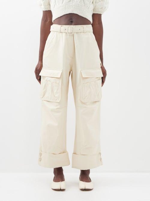 Simone Rocha - Belted-waist Cotton-drill Cargo Trousers - Womens - Cream