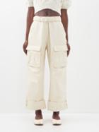 Simone Rocha - Belted-waist Cotton-drill Cargo Trousers - Womens - Cream