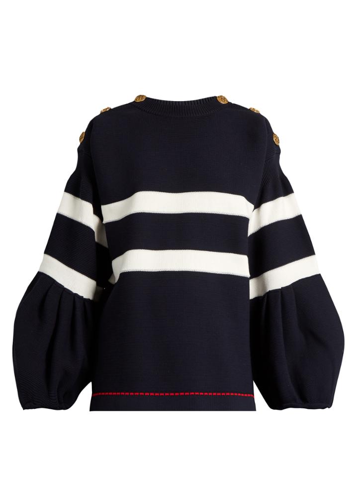 Sonia Rykiel Balloon-sleeved Striped Sweater