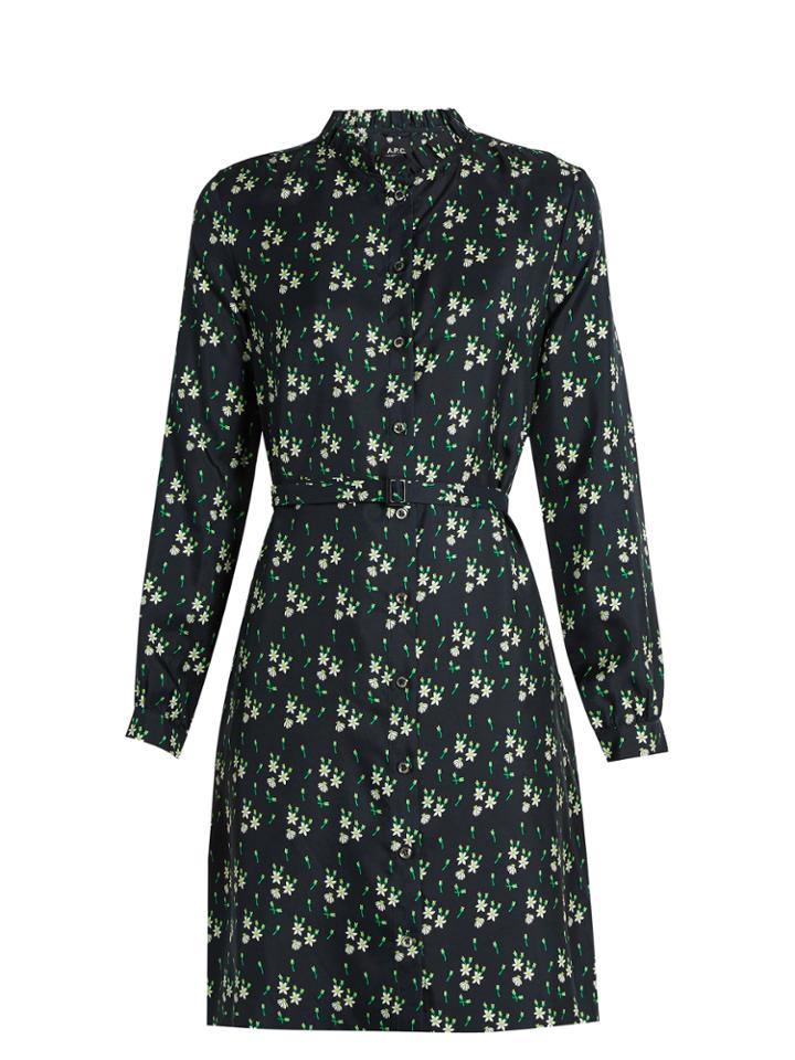A.p.c. Irne Floral-print Silk Shirtdress